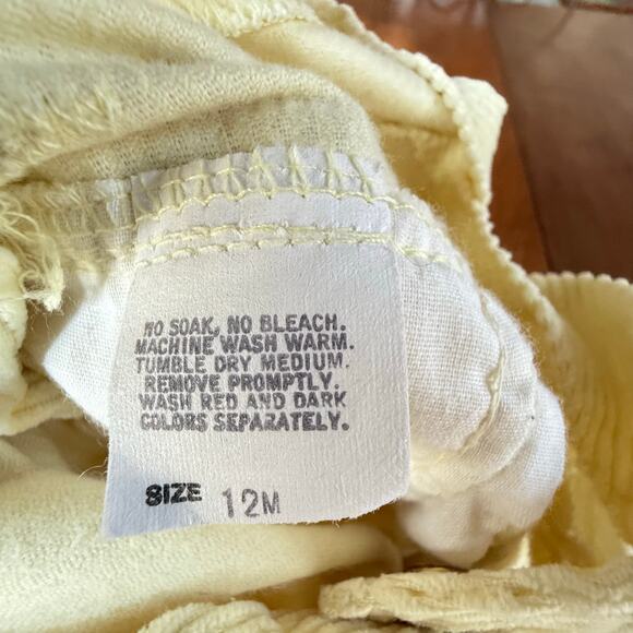 Vintage OshKosh B'Gosh Butter Yellow Soft Corduroy Bib Overalls 12 Mos 80s Union - Picture 10 of 15